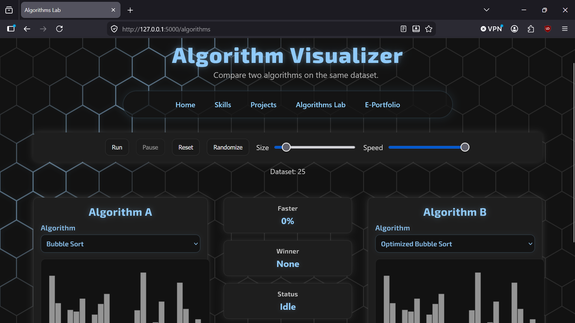 Algorithm visualizer after enhancement screenshot