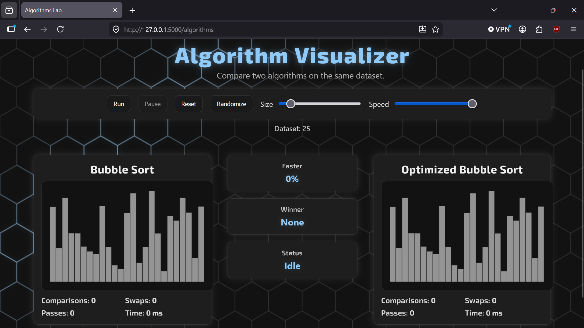 Algorithms before enhancement screenshot