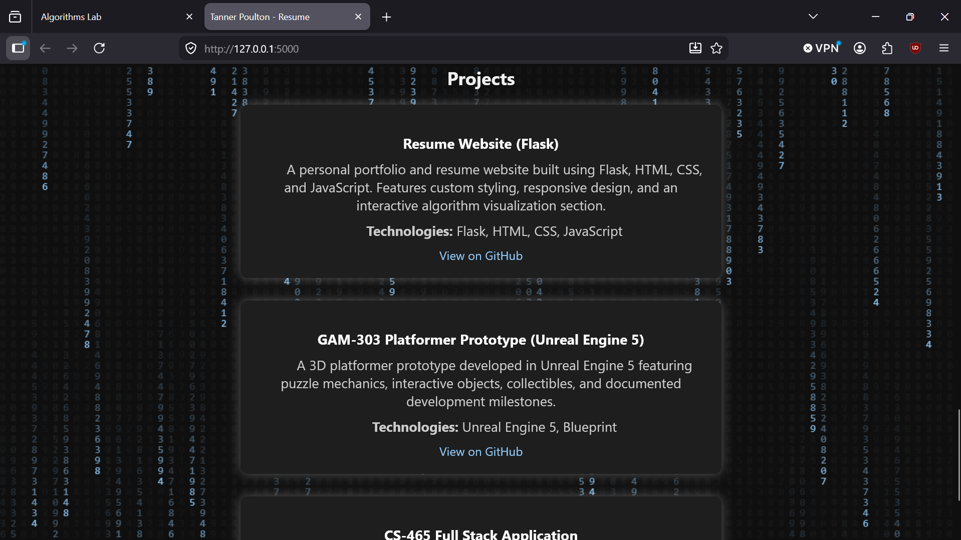 Database after enhancement dynamic projects screenshot