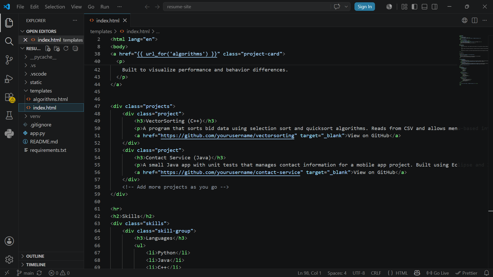 Database before enhancement hardcoded content screenshot